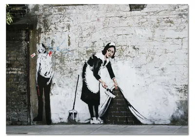 Zdjęcie produktu dla Giallobus - Sprzątaczka - Banksy - 100D x 70S cm - Obraz - Szkło akrylowe