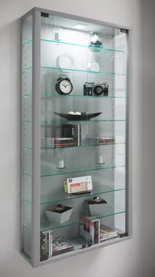 Produktbild von VCM Glasvitrine hängend | Vitrine Glas mit ESG-Sicherheitsglas | Maße: H. 114 x B. 59 x T. 18 cm | Hängevitrine Glas | Modern und platzsparend | Glas Vitrinenschrank - Vitrosa Maxi
