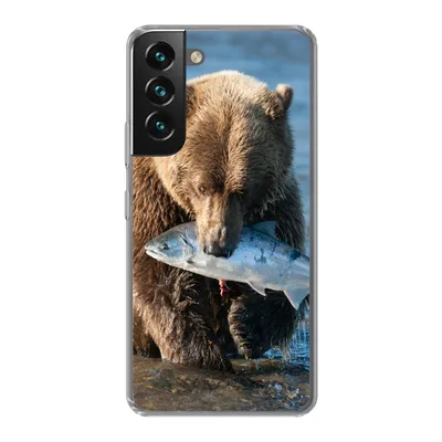 Produktbild von MuchoWow® Handyhülle Schutzhülle Hülle für Samsung Galaxy S22 Bär - Braun - Fisch Silikon Softcase Handy Hülle - Mobiltelefonhülle