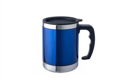 Produktbild von BasicNature Edelstahl Thermobecher 'Mug' blau 0,42 L