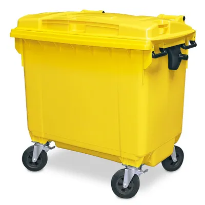 Produktbild von Müllcontainer/MGB 660 Liter, gelb, EN 840-6, BxTxH 1360 x 765 x 1235 mm