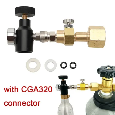 Immagine prodotto di Adattatore per il riempimento di CO2 per acqua frizzante - Adattatore per stazione di riempimento - CGA320 - DIN477 W21.8-14, filettatura destra - JIS M22-14 - Ottone - Bombola di gas