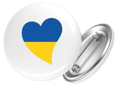 Produktbild von Huuraa Button Ukraine Flagge Herz 25mm rund mit Sicherheitsnadel Ansteckbutton Geschenkidee