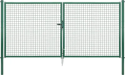 Produktbild von Alberts Wellengitter-Doppeltor mit Zubehör, Breite 300 cm, Höhe 150 cm, grün, zum Einbetonieren, Pfostentärke 60 mm