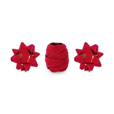Produktbild von Set aus Veloursbändern und Rosetten, rot, Mix (1 VPE / 3 Stk.)