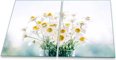 Produktbild von Herdabdeckplatte Glaskeramik 2-Teilig 2x40x52 Blumen Blau Abdeckung Spritzschutz Glas