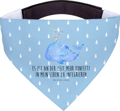 Produktbild von Mr. & Mrs. Panda Dreieckstuch Wal Konfetti - Blau Pastell - Geschenk, Abnehmen, Halstuch Für Hunde, Hund, Hundehalstuch, Hals Tuch, Bandana, Geburtstag, Neustart, Meer