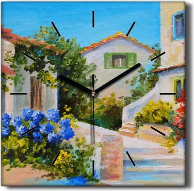 Produktbild von Coloray Hodiny Unikátní 30x30 cm  Tiché hodiny Pro obývací pokoj a kuchyň Nástěnné hodiny Plátno Černé ručičky hodin - Budování květin