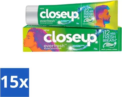 Immagine prodotto di Close Up - Dentifricio Menthol Paradise - Gusto rinfrescante al mentolo - 90 g - Confezione risparmio - 15 pezzi