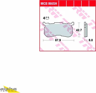 Productafbeelding van TRW remblokken set MCB866SH, geschikt voor Tri Glide Ultra FLHTCUTG