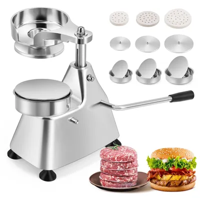 Hamburgerpresse 3-in-1, Edelstahl, 10/13/15 cm + 1500 Papier