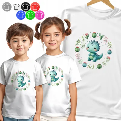 Obrázek produktu pro Dětské tričko - Baby Dino - Pastelový portrétní vzor - L