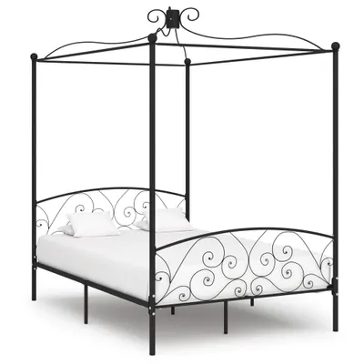 Immagine prodotto di vidaXL Struttura letto a baldacchino in metallo nero 140 x 200 cm