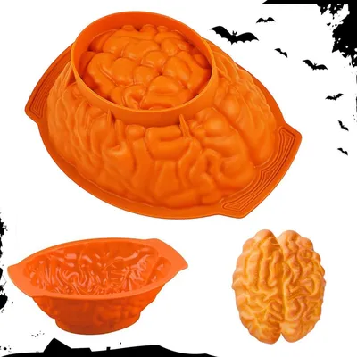 Immagine prodotto di Stampo in silicone a forma di cervello, ideale per dolci di Halloween, per preparare budini, colore giallo, dimensioni 9.6 pollici