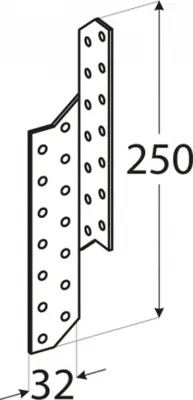 Productafbeelding van Sparrenanker, 32x250x2,0 mm, type LK5, links. Hoekverbinder, Pfettenanker, plaatstaal