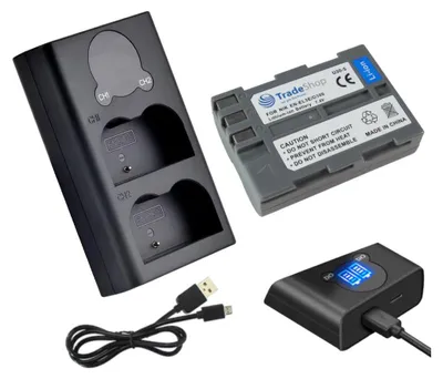 Produktbild von 2in1 Set: Akku + USB Typ-C Doppel Akku Dual LCD Schnell-Ladegerät für 2 Akkus kompatibel mit  Nikon D80 D80s D90 D200 D200s D300 D700 D900 D100 D300s