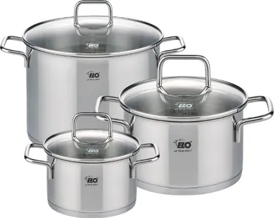 Image de Set de 3 faitouts en inox 16 cm 20 cm et 26 cm Elo Citrin