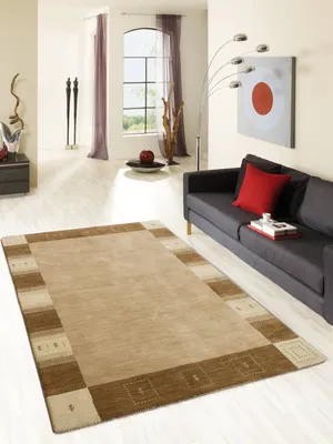 Produktbild von Teppich NONZA BORDÜRE | Farbe: Beige; Größe: 250 x 350 cm | strapazierfähig und leicht zu reinigen | Wohnzimmer | Schlafzimmer