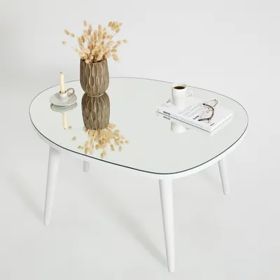 Obrázek produktu pro Skye Decor, Gusto - White, konferenční stolek, bílý, 100 % tvrzené sklo, 75 x 55 x 38 cm