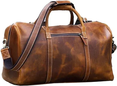 Produktbild von Silecomplaza Reisetasche aus Leder für Damen und Herren, Reisetasche, Sporttasche, Hellbraun, 20 Inch, Classic Explorer Reisetasche aus Leder, 50,8 cm
