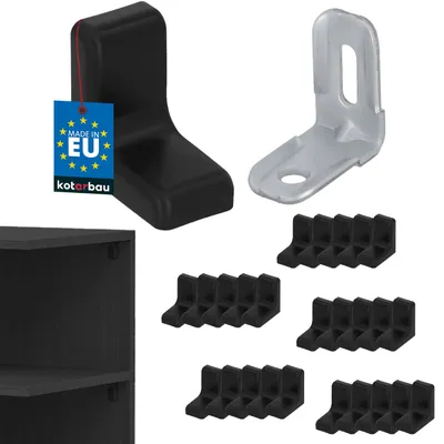 Produktbild von KOTARBAU® 25er Set Metall-Regalbodenträger mit Kunststoffblende für Möbel Schwarz