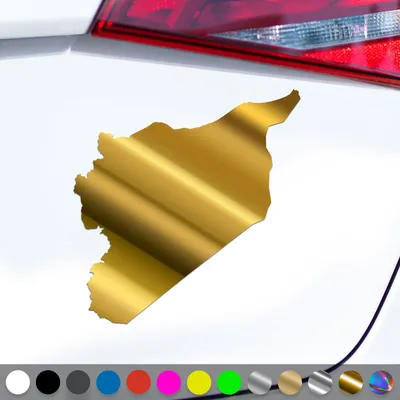 Produktbild von PantherPixel Syrien Aufkleber Umriss Karte Kontur Syria Sticker Auto Geschenkidee Farbe Chrom-Gold