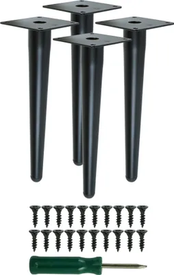 Produktbild von Metallfuß aus Stahl 25 cm gerade Sofafuß Schrankfuße Schwarz 4 Stück