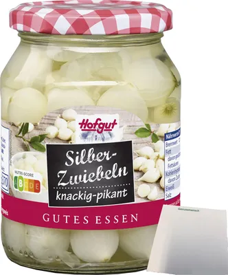 Produktbild von Hofgut Silberzwiebeln (370ml Glas) + usy Block