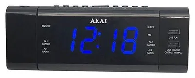 Zdjęcie produktu dla Akai ACR-3888, Zegar, Cyfrowy, AM, FM, PLL, LED, 3,05 cm (1.2"), Czarny