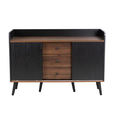 Produktbild von Sideboard mit Drei Schubladen und Stauraumregalen Aufbewahrungsschrank H80/L117,5/T40cm Holzfarbe