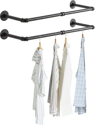 Image de Tringle à vêtements murale - Industrie rétro - lot de 2