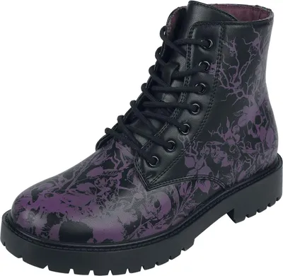Produktbild von Black Premium by EMP Damen schwarze Boots mit Alloverprint EU39
