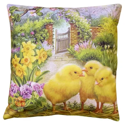 Produktbild von Kissen-Bezug Ostern Küken Garten Dekokissen 40x40 cm