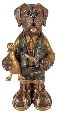 Productafbeelding van Clayre & Eef Figuur, hond, 16x14x34 cm, bruin/groen, polyresin
