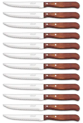 Steakmesser-Set 12 Stück – Nitrum Klinge 105 mm – Holzgriff braun
