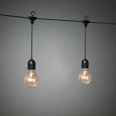 Produktbild von Konstsmide - LED Biergartenkette Lichtervorhang , 20 klare Birnen / 160 bernsteinfarbene Dioden, 24V Außentrafo, schwarzes Kabel