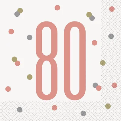 Produktbild von 16 Servietten 80. Geburtstag roségold