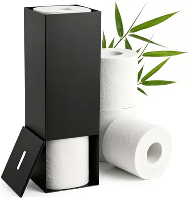 Produktbild von Toilettenpapierhalter Edelstahl, matt schwarz, für 3 Rollen, WC-Papierständer