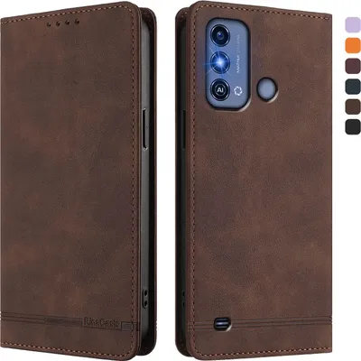 Obrázek produktu pro Pouzdro pro ZTE Blade A53 Pro, retroPolyuretankožené flip pouzdro s stojánkem a přihrádkami na karty Hnědý