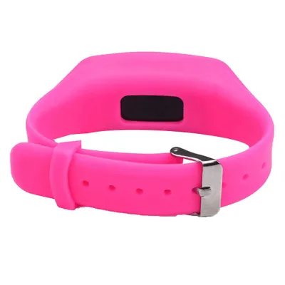 Produktbild von Sport Laufen Silikon Schrittzähler Kalorien Schrittzähler Digitaluhr Armband-Rosenrot