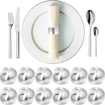 Produktbild von Elegante Serviettenringe - 12 Stück - Silber - Metall