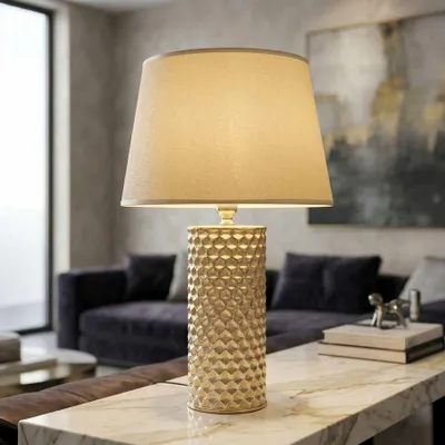 Produktbild von Mauro Ferretti Tischlampe Glam Gold, E27, Ø 30x47,5 cm, goldfarben, weiß