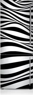 Produktbild von Kühlschrankfolie Aufkleber Kühlschrankmagnete Dekoration Kühlschrankfolie 60x180 cm - Schwarze und weiße Wellen