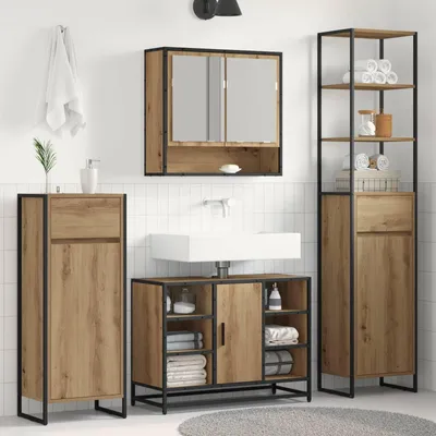Image de Maison Exclusive - Armoire de salle de bain avec porte Artisanat Chêne 40 x 30 x 180 cm