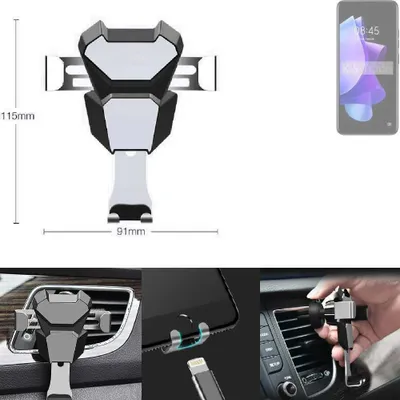 Produktbild von K-S-Trade Lüftungshalterung kompatibel mit Tecno Pop 7 Pro kompakte Handy-Halterung Lüftungsschlitz Lüftungsgitter Autohalterung KFZ Auto-Halterung