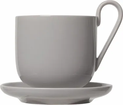 Produktbild von Blomus RO Set 2 Kaffeetassen mit Untertasse, Teetasse, Becher, Porzellan, Mourning Dove, 290 ml, 64030