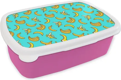 Produktbild von KitchenYeah® Lunchbox Brotzeit Brotdose 17x11 cm Design - Banane - Frucht - Muster Kinder Brotzeitdose - Lunchpaket - Brotkasten  - Sandwich Box