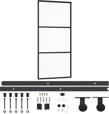 Image de vidaXL Porte coulissante avec ferrure verre ESG & aluminium 90x205 cm