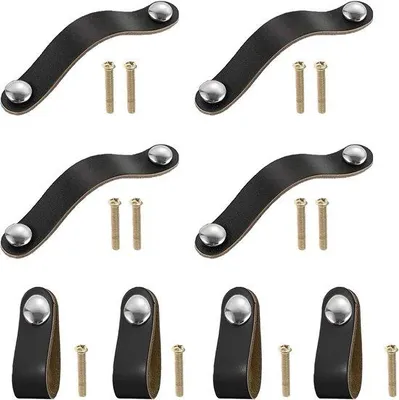 Immagine prodotto di Set di 8 maniglie e pomelli in legno per mobili, armadi e porte