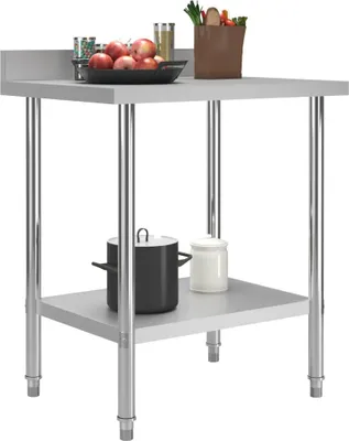 Obrázok produktu pre vidaXL Kuchynský pracovný stôl so zadnou stenou 80 x 60 x 93 cm Nerezová oceľ